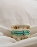 4 Pcs Handmade Silk Kundan Churi | Bridal Bangle Set