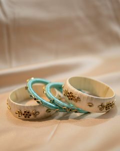 4 Pcs Handmade Silk Kundan Churi | Bridal Bangle Set
