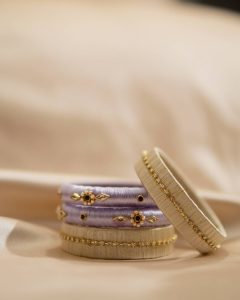 4 Pcs Handmade Silk Kundan Churi Bangle Set