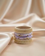 4 Pcs Handmade Silk Kundan Churi Bangle Set
