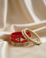 4-Pcs Silk Kundan Churi Bangle Set – Red Bridal Designer Bangles