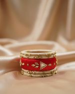4-Pcs Silk Kundan Churi Bangle Set – Red Bridal Designer Bangles